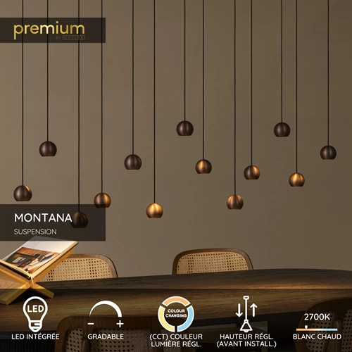 Lucide MONTANA - Suspension - LED Dim. - CCT - 13x5,7W 2700K/4000K - Café | Premium - USP